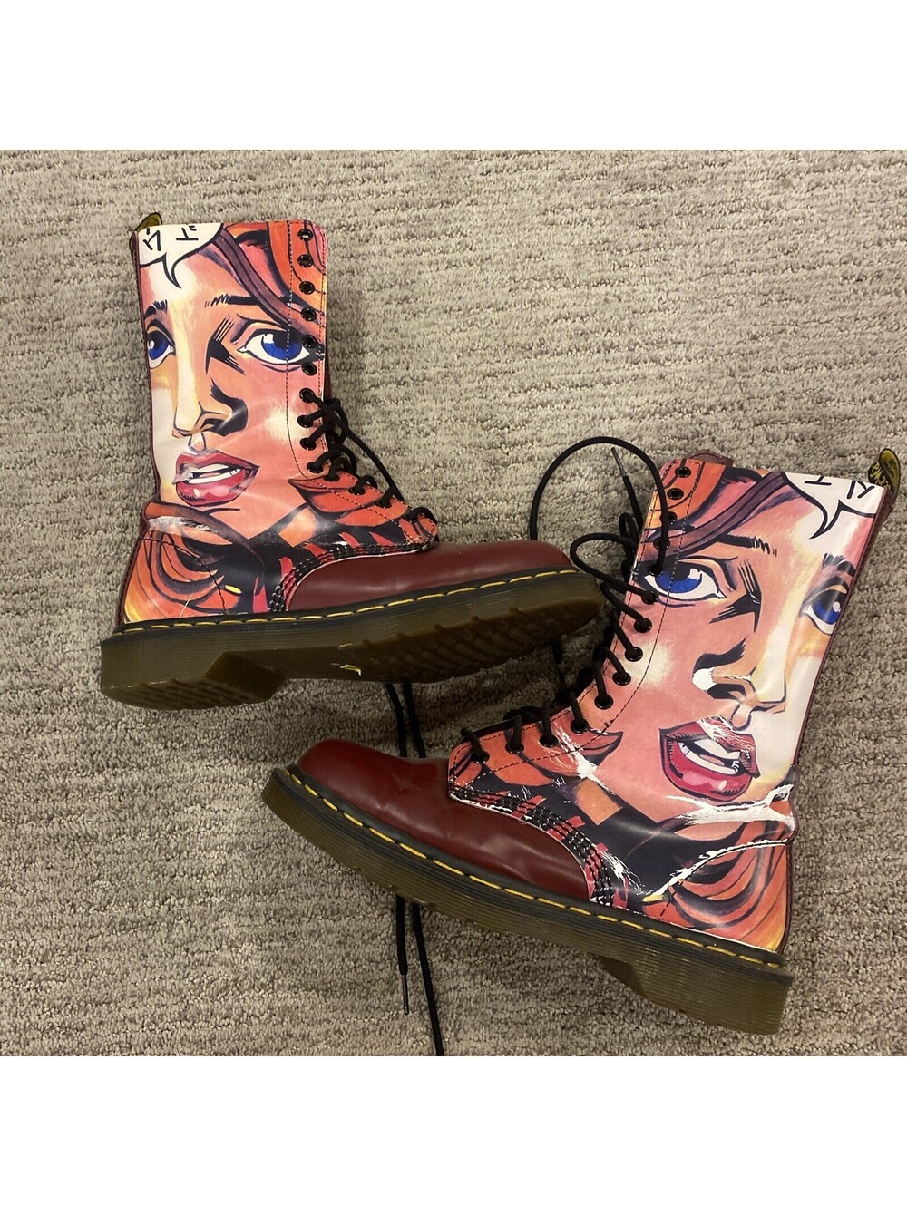 DR. MARTENS MANGA ANIME POP GIRL FACE 1914 BOOTS RARE VTG MADE IN ENGLAND 6.5 UK
